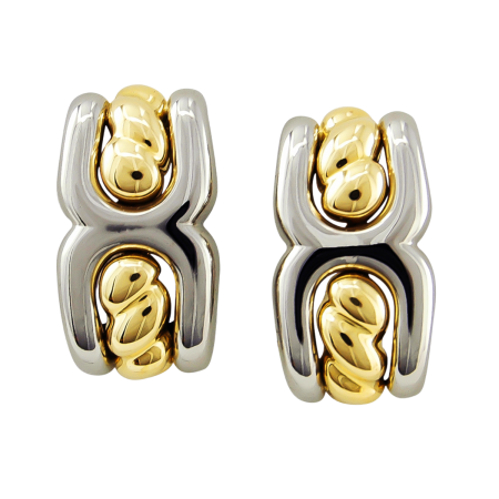 19123 Gold and Stainless Earclips, Handmade in 18k Yellow Gold and Stainless Steel