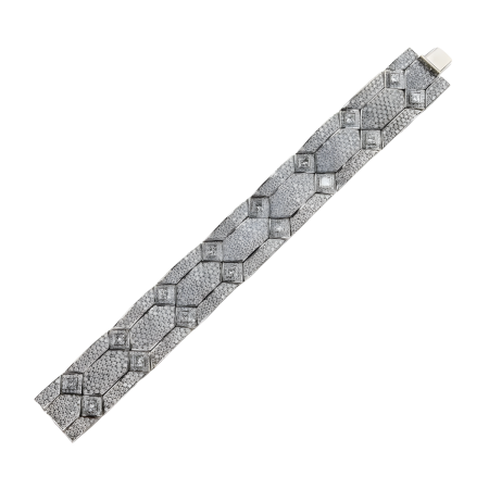 19731 Diamond Bracelet, Handmade in 18k White Gold with 1179 Round Diamonds Weighing 24.28 Carats Total