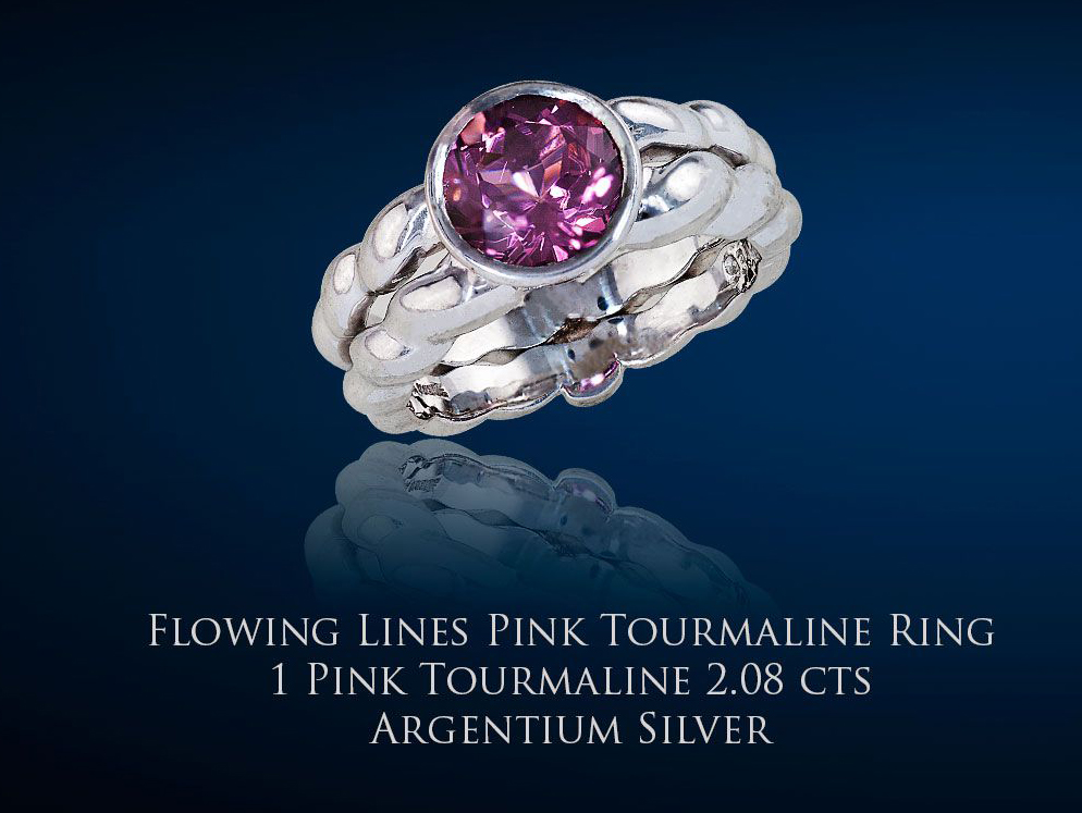 Flowing Lines Pink Tourlamine Ring