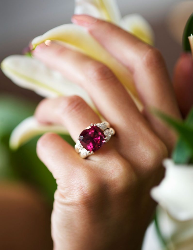 Fabulous Rubellite and Diamond Ring
