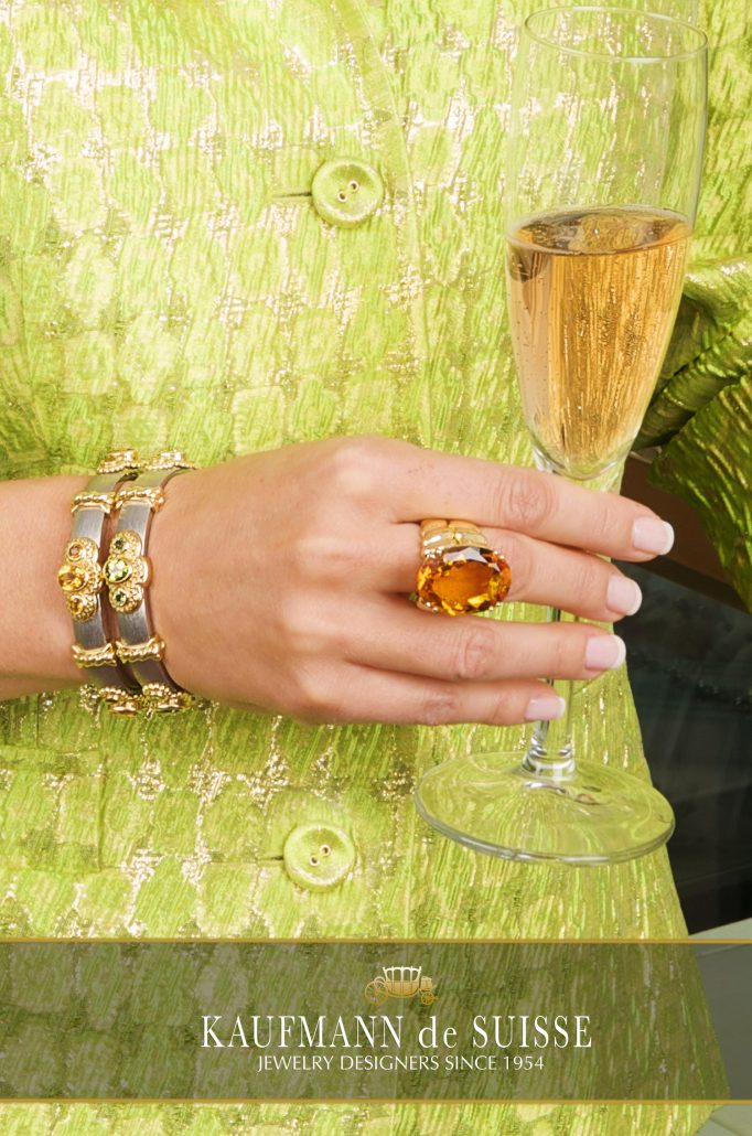 18K Gold Citrine Ring with Callista Bangle Bracelets
