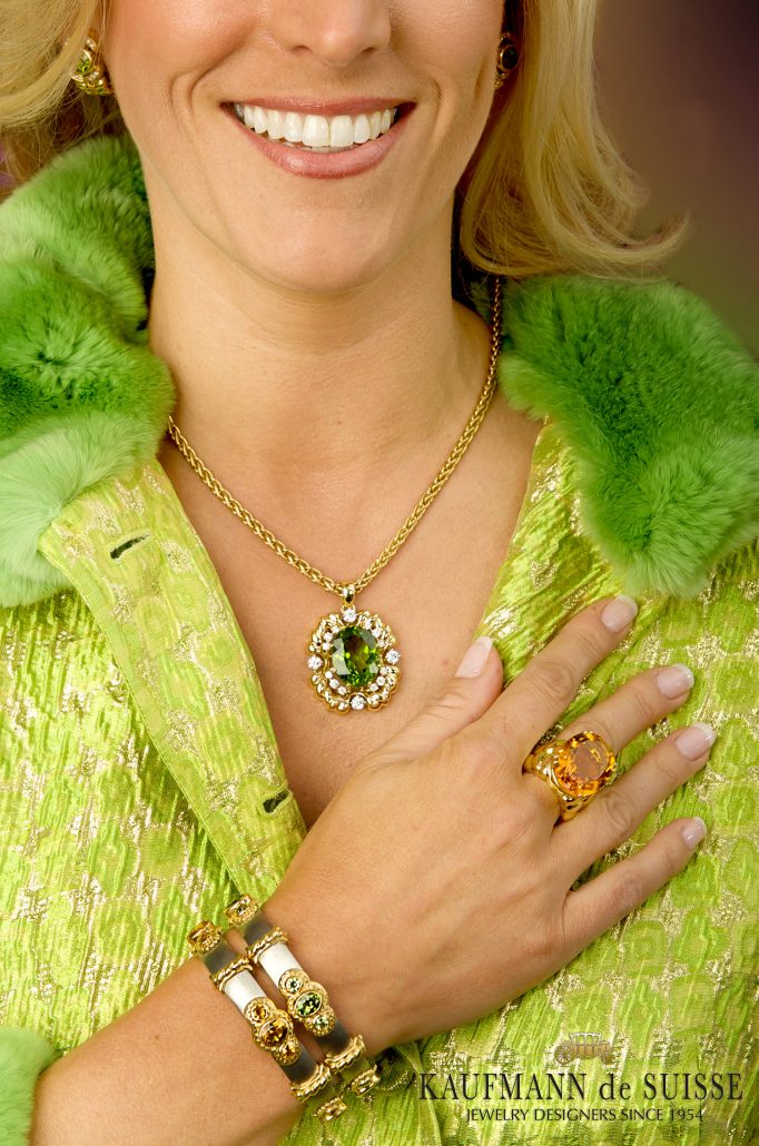 18K Gold Peridot and Diamond Necklace