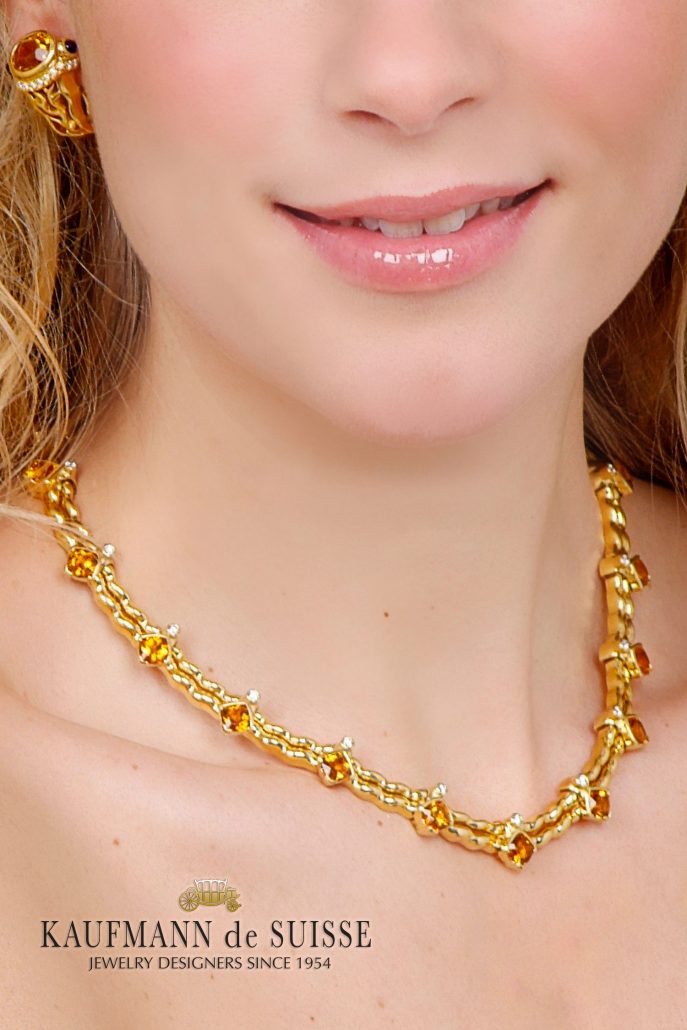 Flowing Lines 18K Gold and Citrine Jewelry