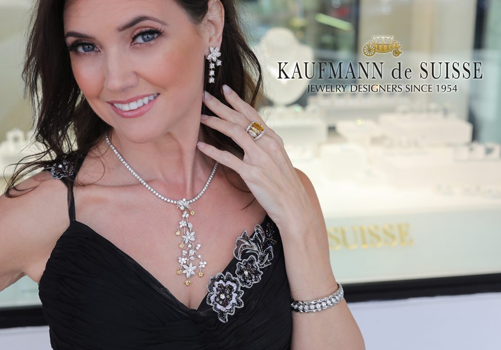 Diamond Earrings and Necklace from the Jasmine Collection