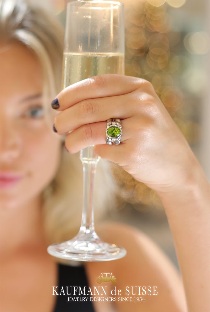 Flowing Lines Peridot and Silver Ring