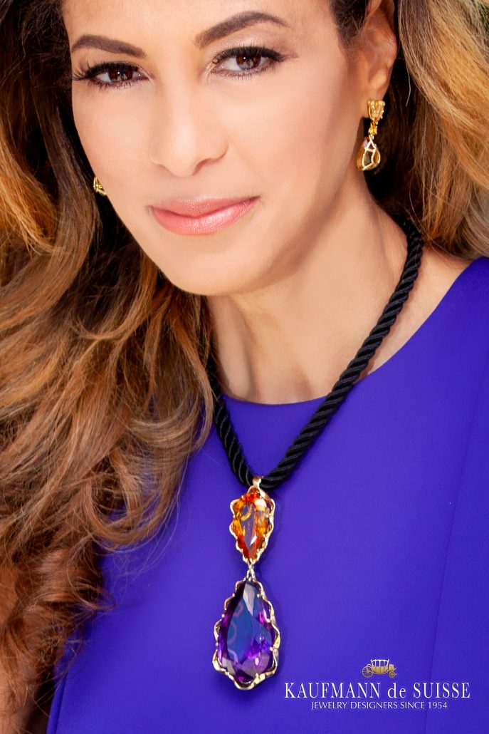 Amethyst and Citrine Drop Necklace