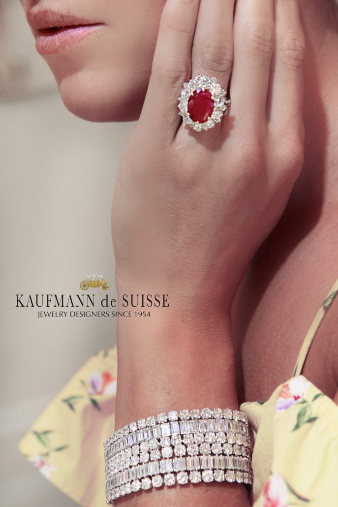 Ruby and Diamond Ring with Diamond Bracelet