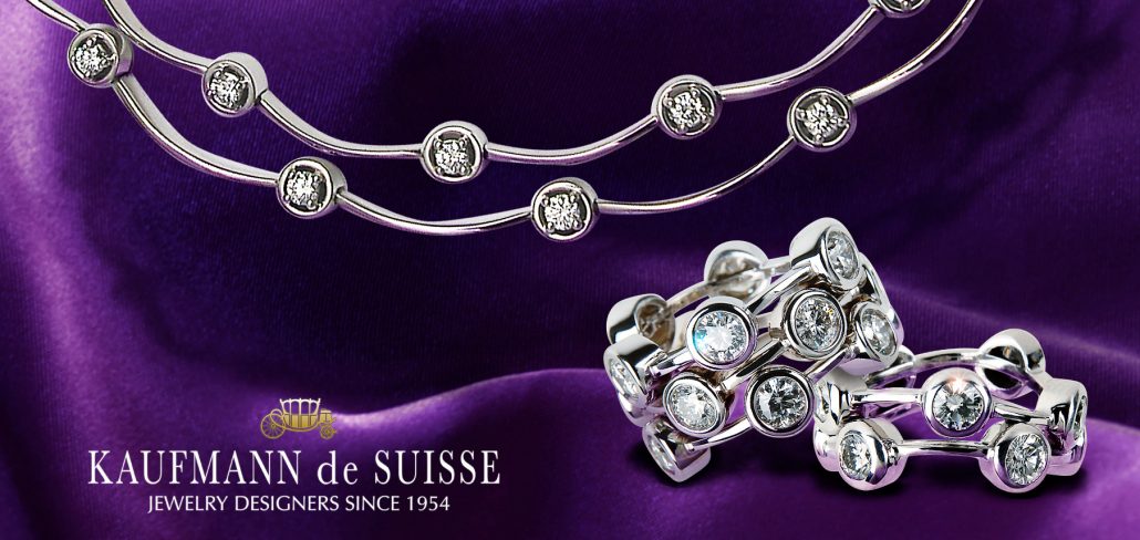 Diamond Necklace and Rings from the Cascade Collection