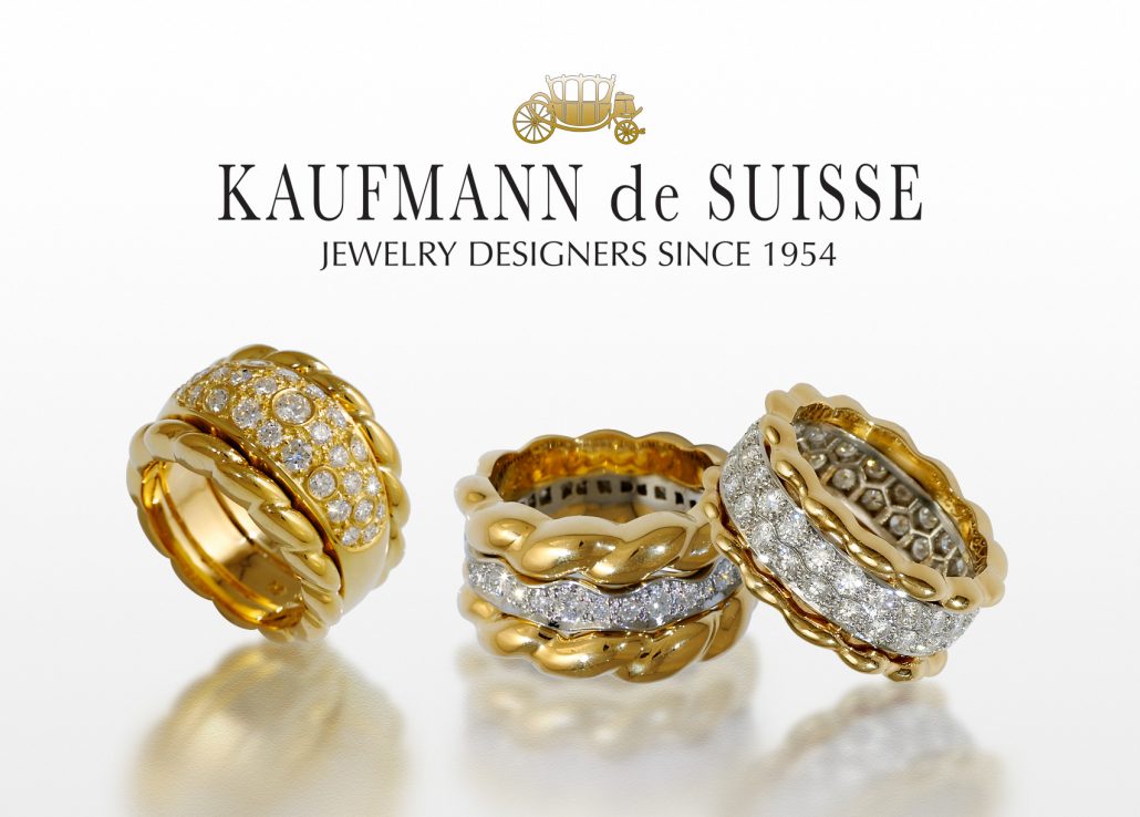 Flowing Lines 18K Yellow Gold Wedding Rings