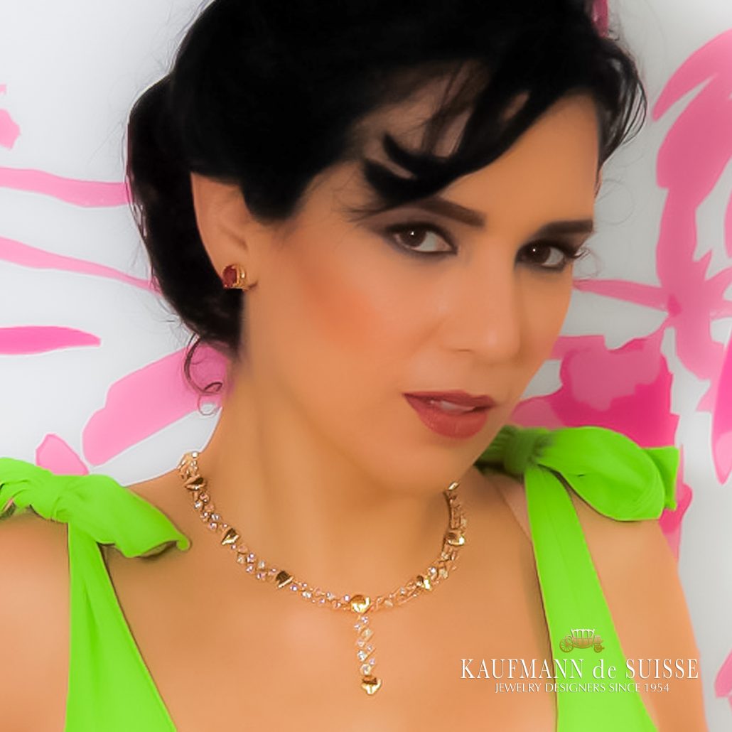 Flowing Lines Pink Sapphire and Diamond Necklace