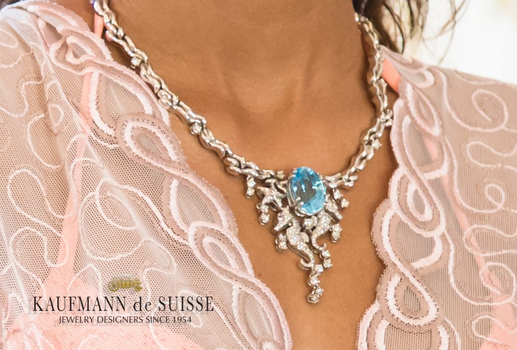 Blue Topaz & Diamond Necklace