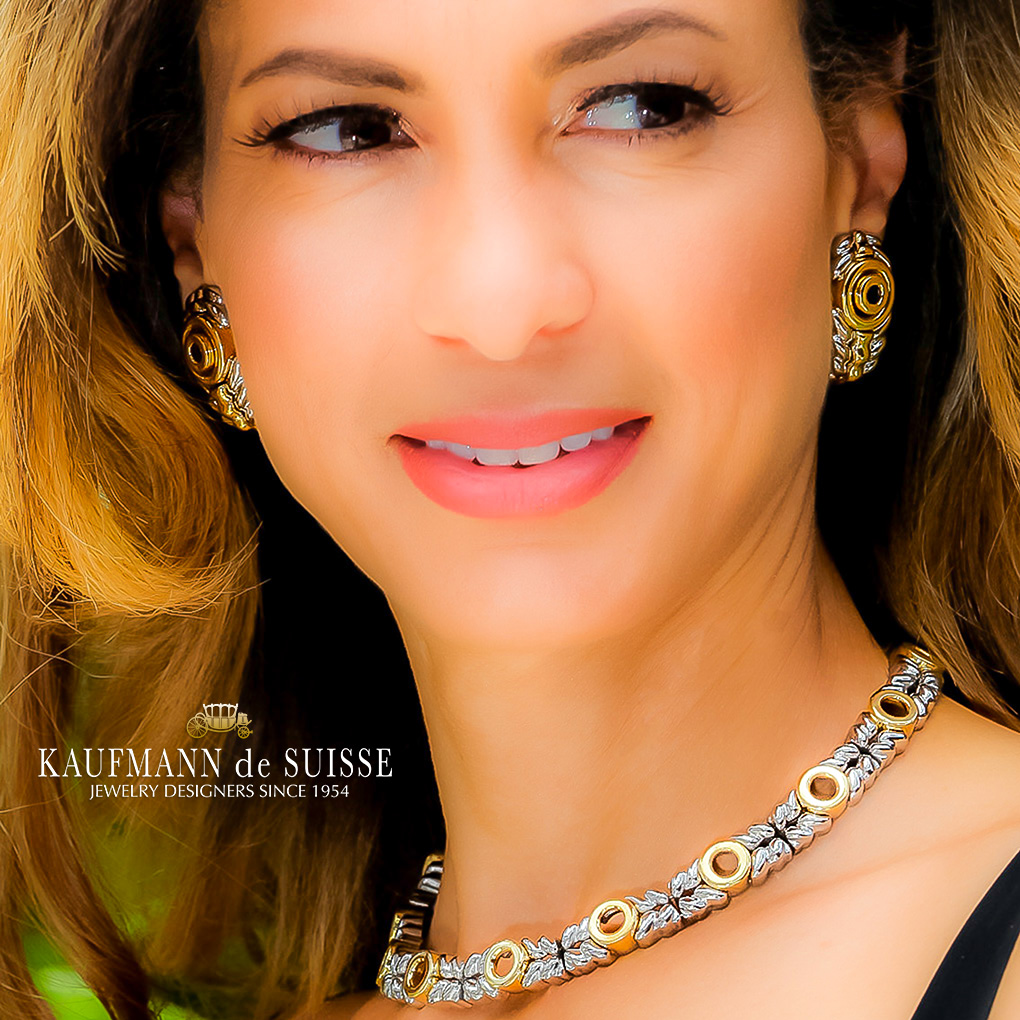 Stainless Steel and 18K Gold Earrings and Necklace