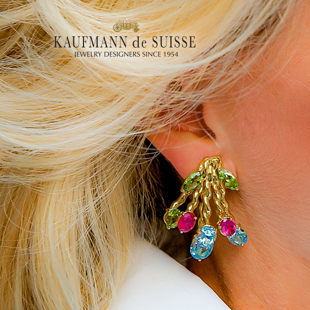 18K Flowing Lines Bouquet Earrings