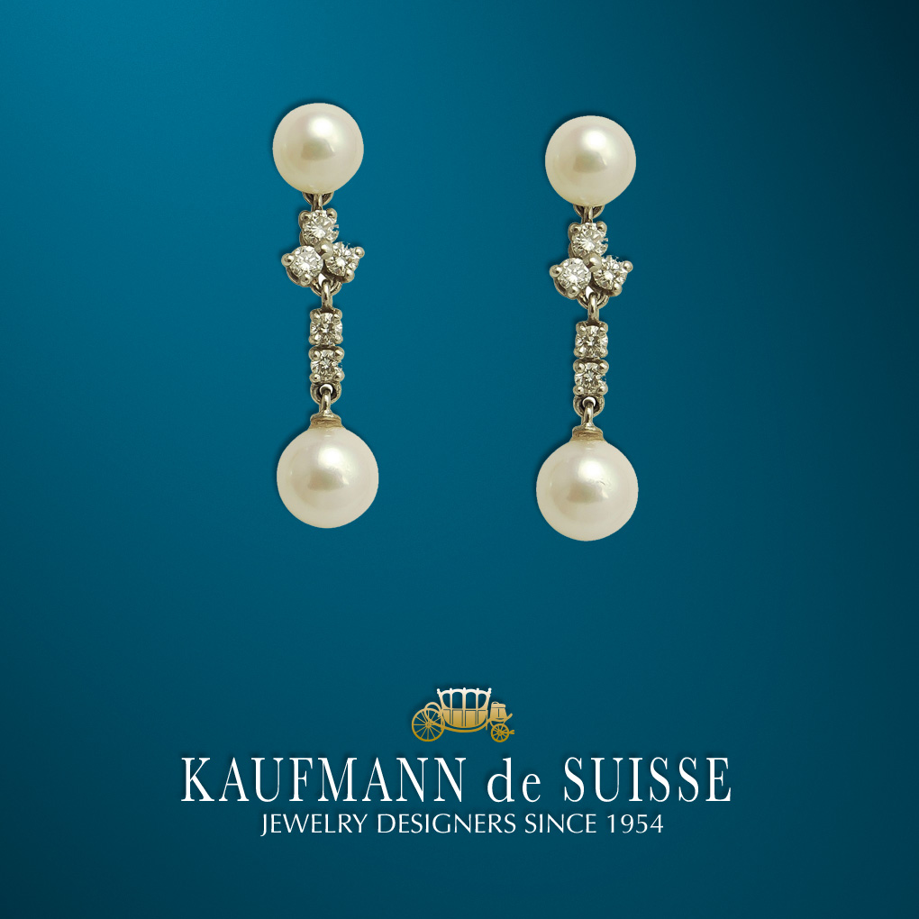 Pearl and Diamond Drop Earrings
