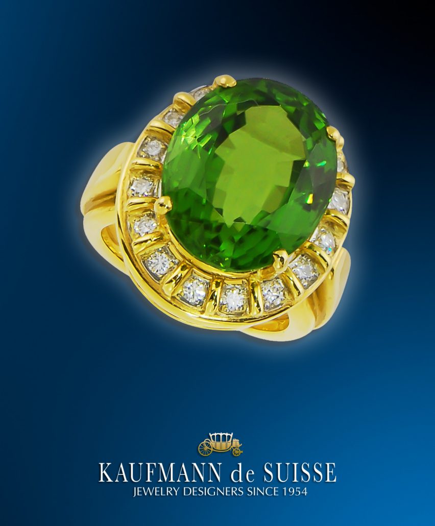 Peridot and Diamond Ring