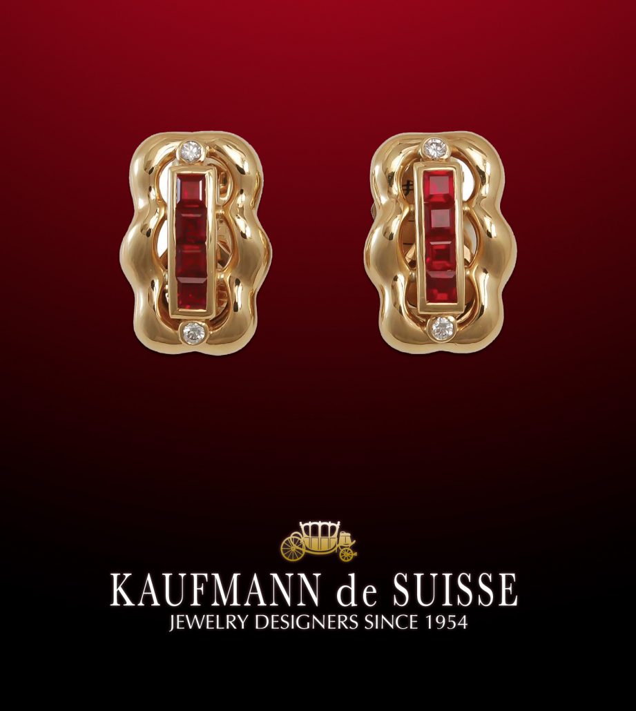 Flowing Lines 18K Ruby & Diamond Earrings