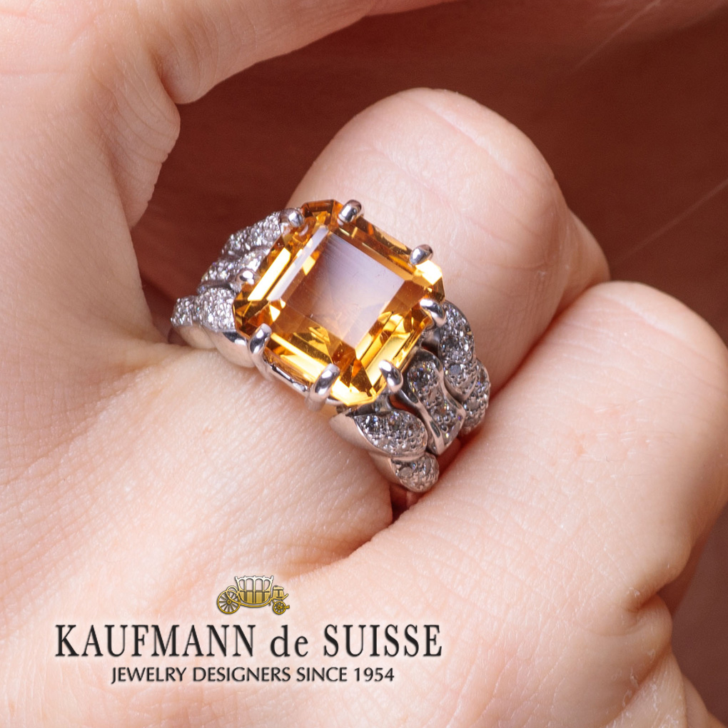 Flowing Lines Citrine Ring