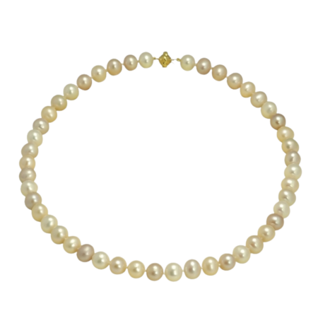 23709 18 Inch Round South Sea Pearl Strand Necklace featuring 31 Round South Sea Pearls with Rose Overtone measuring from 13 to 15.8mm with an 18kt White Gold Tongue in Ball Clasp
